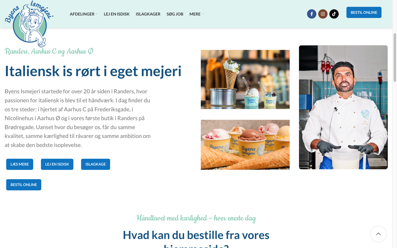 Byens Ismejeri responsive hjemmeside